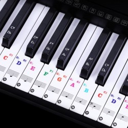 88 nycklar - Färgglada pianoanteckningar - transparenta keyboard klistermärken