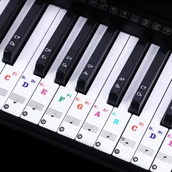 88 teclas - notas de piano colorido - adesivos de teclado transparente