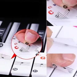 88 keys - Colourful piano notes - transparent keyboard stickersPiano