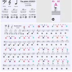 Piano88 teclas - Notas de piano colorido - pegatinas de teclado transparente