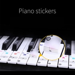 88 Tasten - Bunte Klaviernoten - transparente Tastaturaufkleber