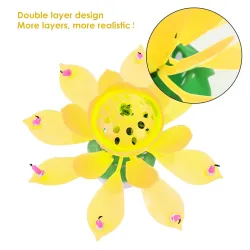 Lotus formade roterande födelsedagsljus med 8 små ljus & Happy Birthday sång