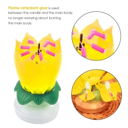 Lotus formade roterande födelsedagsljus med 8 små ljus & Happy Birthday sång