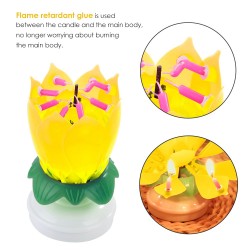 Lotus shaped rotating birthday candle with 8 small candles & Happy Birthday songParty
