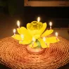 Vela de aniversário rotativa em forma de lótus com 8 pequenas velas & Happy Birthday song