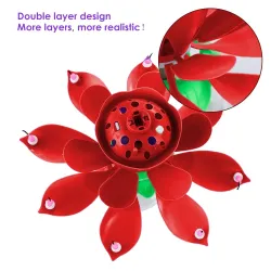 Lotus formade roterande födelsedagsljus med 8 små ljus & Happy Birthday sång