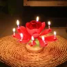 Lotus formade roterande födelsedagsljus med 8 små ljus & Happy Birthday sång