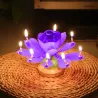 Lotus formade roterande födelsedagsljus med 8 små ljus & Happy Birthday sång