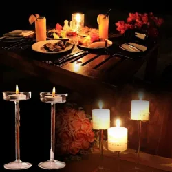 Velas y CandelabroSoporte de vela de vidrio elegante - soporte