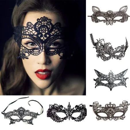 Masque oeil de dentelle noire - fête & carnaval & masquerades 2 pièces
