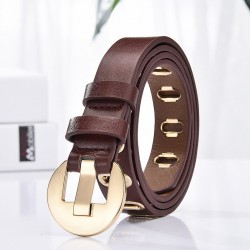 Fashionable leather belt with metal buckle & holes