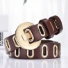 Fashionable leather belt with metal buckle & holes