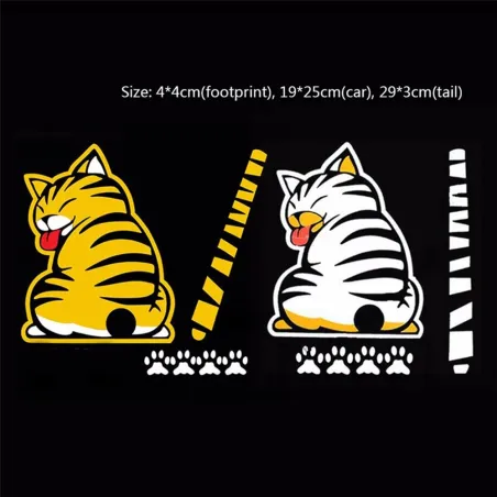 Kissan liikkuva hännä & paws - 3D auto tarra takatuulen ikkunan wiper