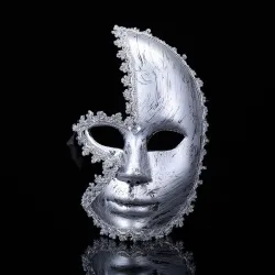 Antique argent & or - Masque vénitien - demi visage