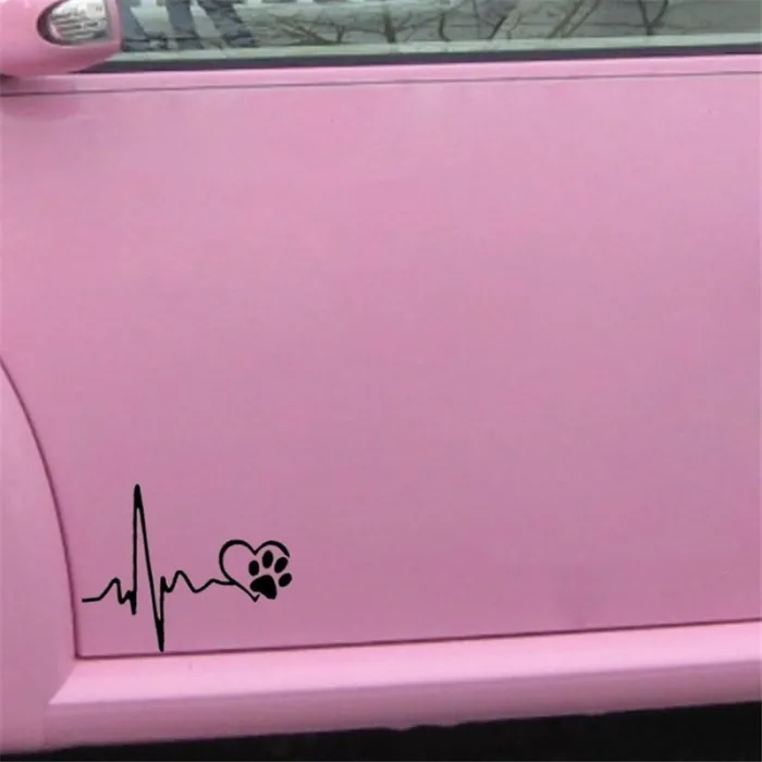 PegatinasCarga de corazón & huella de mascota - pegatina de coche vinilo