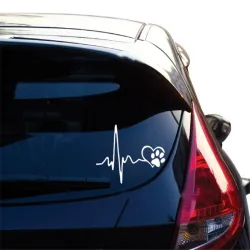 PegatinasCarga de corazón & huella de mascota - pegatina de coche vinilo