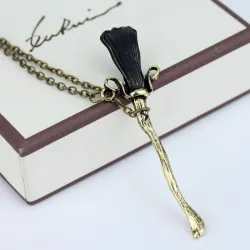 Magic broom pendant med halsband - vintage brons
