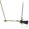Magic broom pendant with nicklace - vintage pronssi