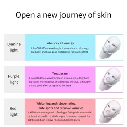 Piel7 colores LED cara eléctrica y máscara de cuello - tratamiento del acné - terapia de luz
