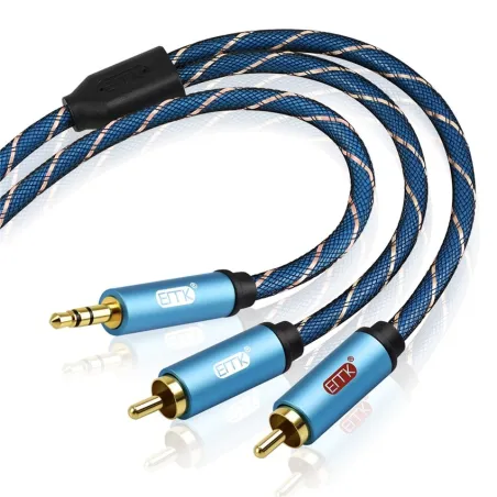Cavo audio EMK da 3,5 mm a 2RCA AUX - 1m - 1,5m - 2m - 3m - 5m