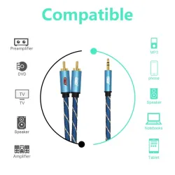 Cavo audio EMK da 3,5 mm a 2RCA AUX - 1m - 1,5m - 2m - 3m - 5m