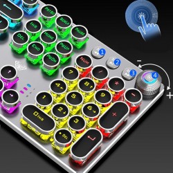 Steampunk - clavier mécanique de jeu - panneau métallique - clavier rétro rond - clavier filé rétro