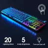 Steampunk - spel mekaniskt tangentbord - metallpanel - rund retro keycap - bakgrundsbelyst trådbunden tangentbord