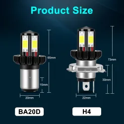 H6 - BA20D - feixe de Hi-lo - lâmpada de farol de motocicleta LED