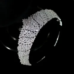 Pinzas de cabelloCorona de plata exclusiva - banda de cabeza hecha de zirconia cúbica