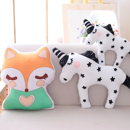 Unicorn and fox shaped stuffed toy - soft pillow