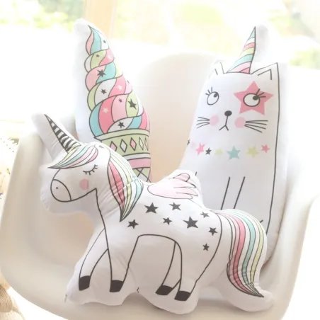 Unicorn, kissa ja jäätelö muotoinen tyyny - pehmeä lelu