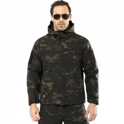 Armé - kamouflage - vattentät jacka med huva och zippers