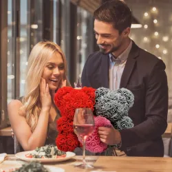 Two bears made from infinity roses - 25-35cm - rose bear