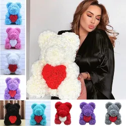Día de San ValentínDos osos hechos de rosas de infinito - 25-35cm - oso de rosa