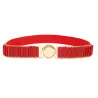 Elegant elastic belt with gold round buckle