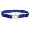 Elegant elastic belt with gold round buckle