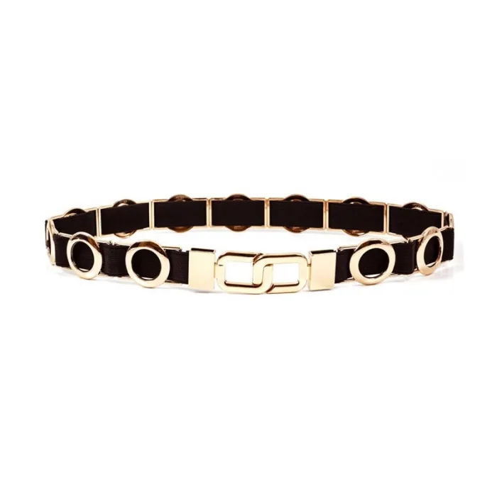 Elegant elastisk bälte med metallkretsar