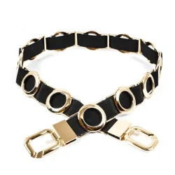 Elegant elastisk bälte med metallkretsar