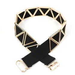 Modeable elastisk bälte med en gyllene metall krok buckle