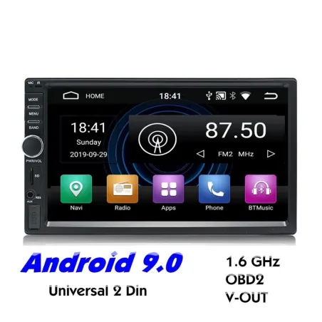 2 Din Bluetooth Android 9 auton radio - WiFi - USB - GPS navigointi - Mirrorlink - MP3 MP5
