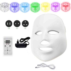 Piel7 colores LED cara eléctrica y máscara de cuello - tratamiento del acné - terapia de luz