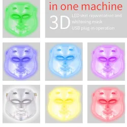 Piel7 colores LED cara eléctrica y máscara de cuello - tratamiento del acné - terapia de luz