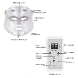 7 färger LED elektrisk ansikte och nackmask - akne behandling - ljusterapi