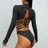 Sexy backless bodysuit with turtleneck and zipper