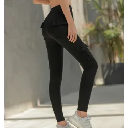 High waisted leggings - slim pants with pockets