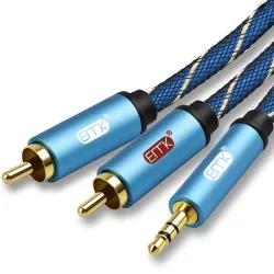 Câble audio EMK 3.5mm à 2RCA AUX - 1m - 1.5m - 2m - 3m - 5m