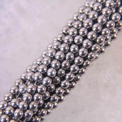 Magnetic ematite rotonda perline sciolte - filo per la gioielleria - 4mm - 39cm - argento