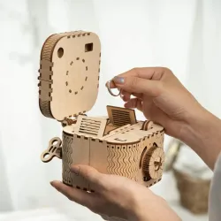 Kreativ DIY - 3D-skattlåda - träpussel - monteringssats - 123 bitar