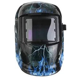 Welding helmet - auto darkening - adjustable - solar - blue flash / skull