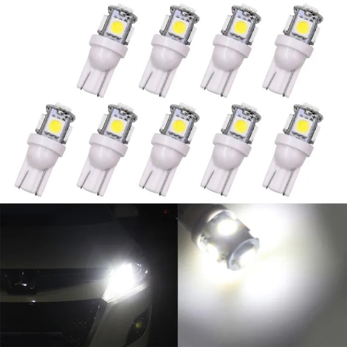 T10 5SMD 5050 W5W Xenon auto LED lamppu 10 kappaletta